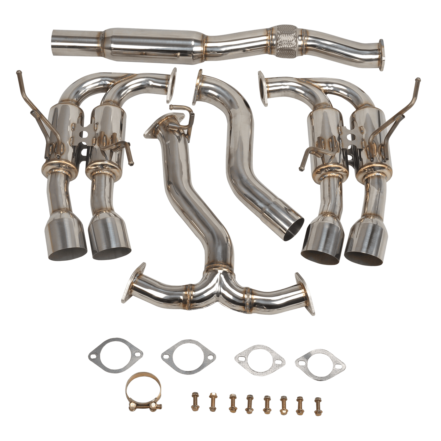 2015-2021 Subaru WRX/STI Catback Exhaust System - 4" Quad Titanium Tips, 3" Mandrel-Bent Piping, Resonated Midpipe (Fits VA Chassis Sedan Only)