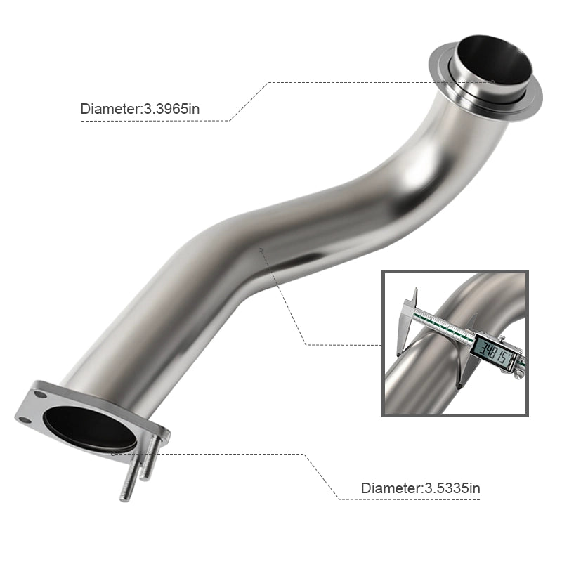 2017-2023 Chevy Silverado 2500/3500 HD & GMC Sierra 6.6L L5P Duramax 3.5" Downpipe Exhaust - DPF Delete Ready, Mandrel Bent Stainless Steel, Direct Bolt-On (Fits L5P Models Only)