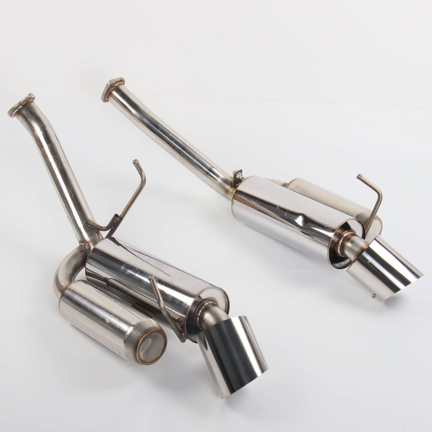 2003-2009 Nissan 350Z/Infiniti G35 Coupe Catback Exhaust - Dual 4.5" Burnt Titanium Tips, 2.5" Mandrel-Bent Piping, X-Pipe Design (Fits VQ35DE/HR Coupes Only)