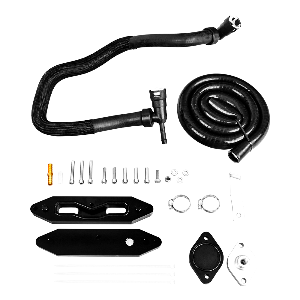 2015-2016 Ford F250-F550 6.7L Powerstroke EGR Cooling System Upgrade Kit with Heat Dissipation Pipe - CNC Billet Aluminum (Competition Use Only)