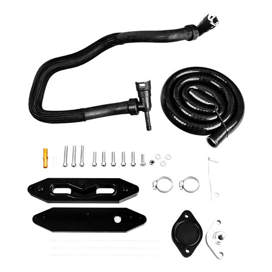 2015-2016 Ford F250-F550 6.7L Powerstroke EGR Cooling System Upgrade Kit with Heat Dissipation Pipe - CNC Billet Aluminum (Competition Use Only)