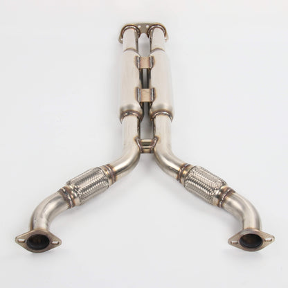 2003-2009 Nissan 350Z/Infiniti G35 Coupe Catback Exhaust - Dual 4.5" Burnt Titanium Tips, 2.5" Mandrel-Bent Piping, X-Pipe Design (Fits VQ35DE/HR Coupes Only)